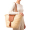 Large Moroccan Straw Bag – Coastal Tote, Tan Leather Flap & Tassel