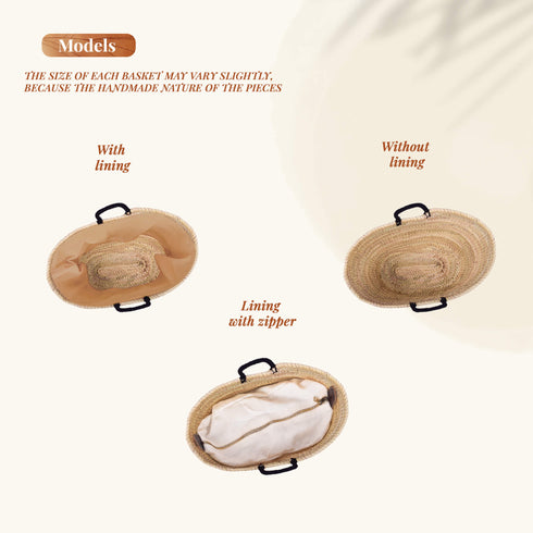 Woven Bag with Black Pattern - Handcrafted Moroccan Artisan Bag