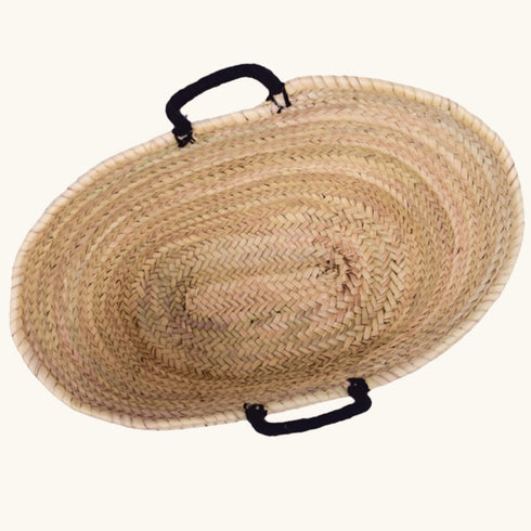 Woven Bag with Black Pattern - Handcrafted Moroccan Artisan Bag