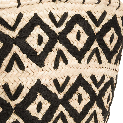 Woven Bag with Black Pattern - Handcrafted Moroccan Artisan Bag