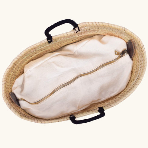 Woven Bag with Black Pattern - Handcrafted Moroccan Artisan Bag