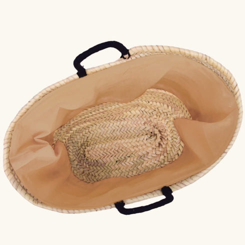 Woven Bag with Black Pattern - Handcrafted Moroccan Artisan Bag