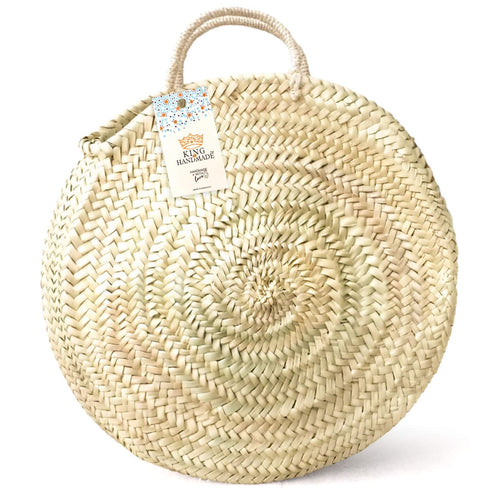 Woven Palm Round Bag - Handcrafted Moroccan Artisan Summer Tote