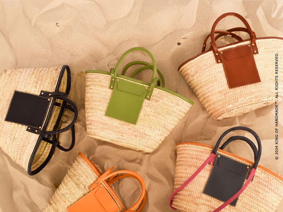 Mini Straw Basket Bag – Moroccan Leather-Trim Purse