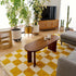 Yellow Checkered Moroccan Rug - Handmade Bohemian Style