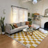 Yellow Checkered Moroccan Rug - Handmade Bohemian Style