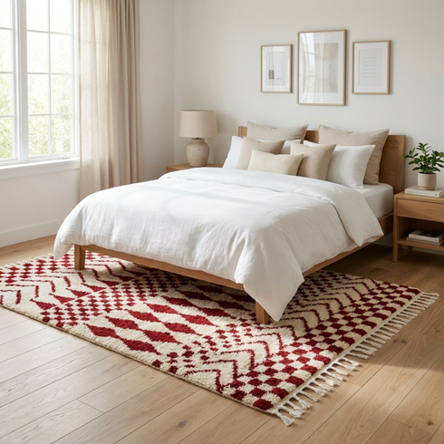 Authentic Handmade Azilal Rug – High Pile Wool Moroccan Rug with Geometric Boho Design