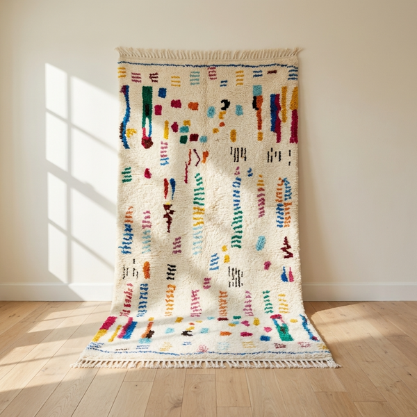 Azilal Rug – Multicolor Shaggy Abstract Wool Rug