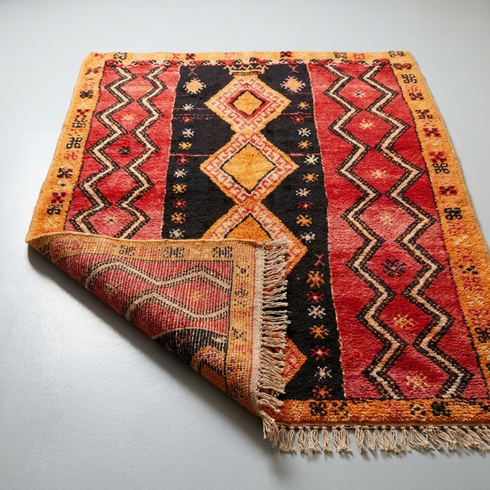 Handmade Boujaad Rug - Plush 100% Wool - Vibrant Tribal Living Room Decor