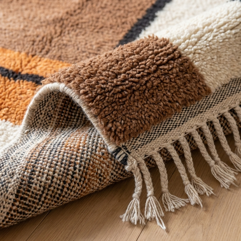 Moroccan Berber Rug – Ivory Plush Geometric Wool Rug