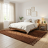 Brown Moroccan Berber Rug - High Pile Natural Wool - Modern Plush Living Room Decor