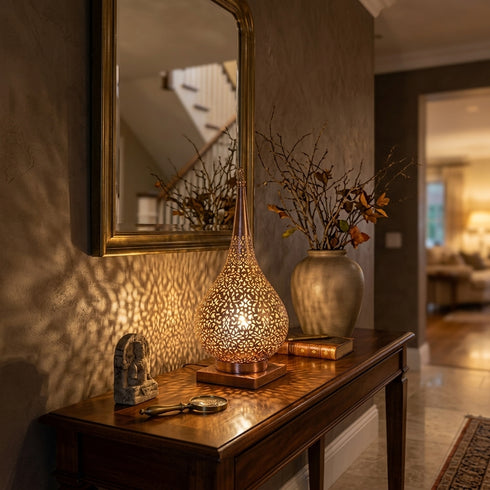 Moroccan Floor Lamp – Brass Filigree Openwork