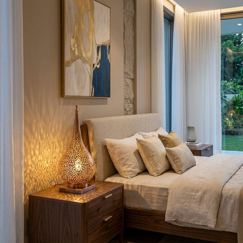Moroccan Floor Lamp – Brass Filigree Openwork