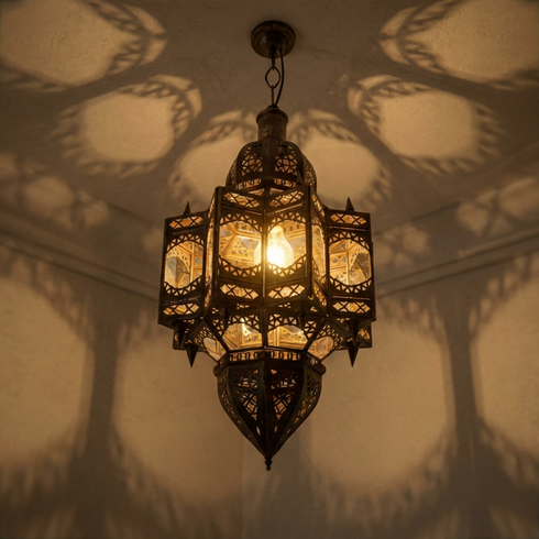 Moroccan Brass Pendant Light - Handmade Hanging Lantern (pl-2019)