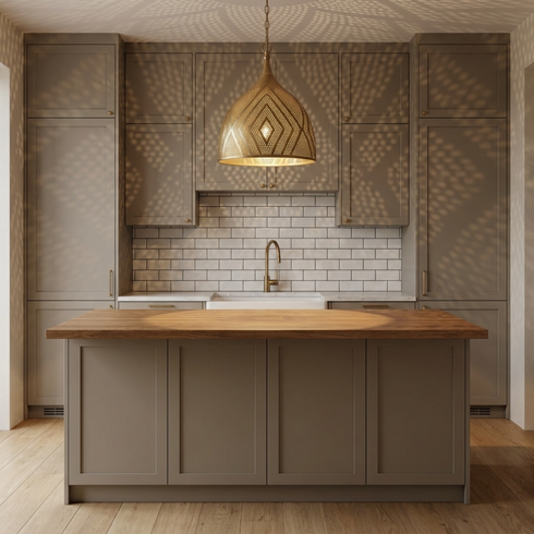 Handmade Moroccan Ceiling Light – Brass Perforated Openwork
