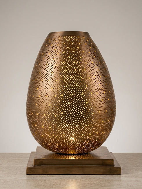 Moroccan Table Lamp – Filigree Openwork Brass Lamp Living Room