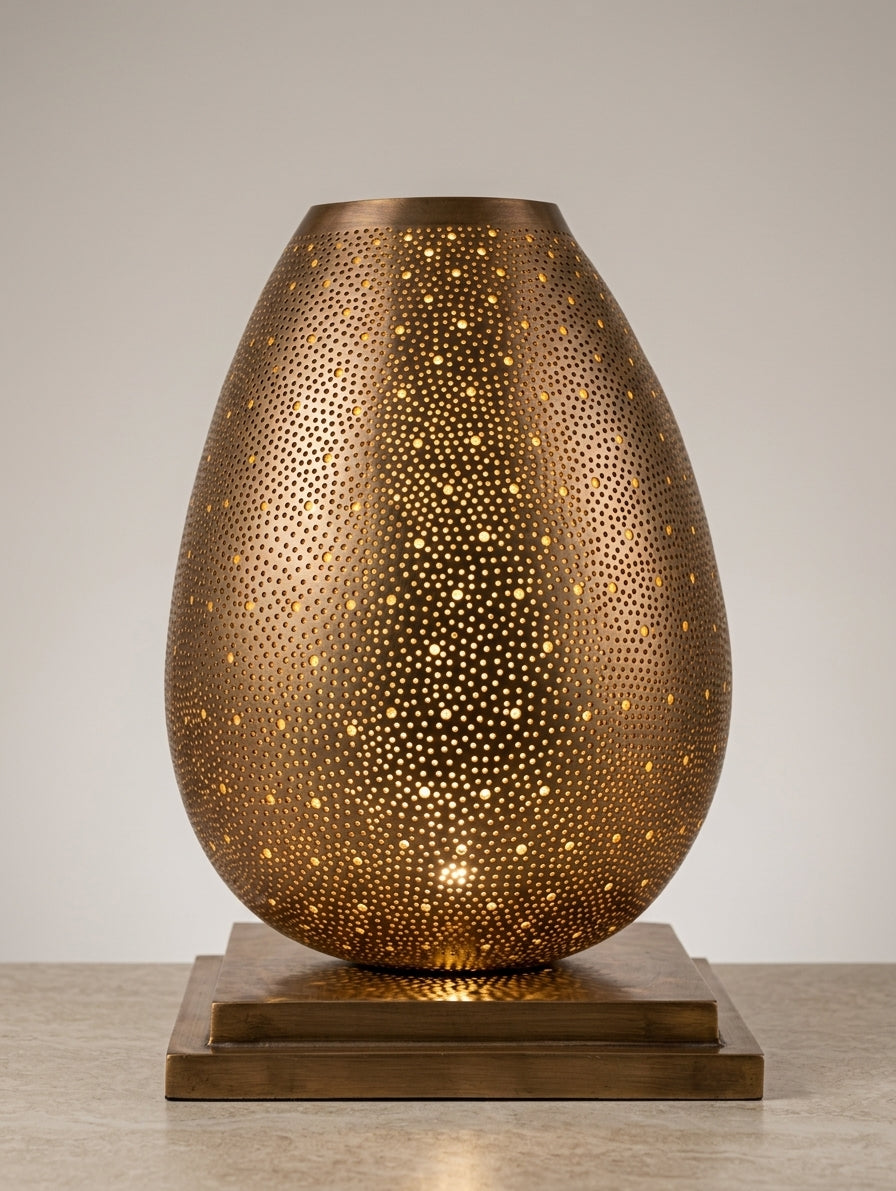 Moroccan Table Lamp – Filigree Openwork Brass Lamp Living Room