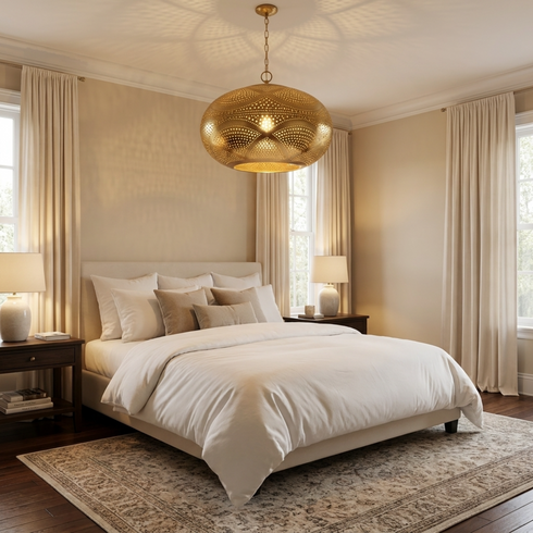 Filigree Brass Moroccan Ceiling Light
