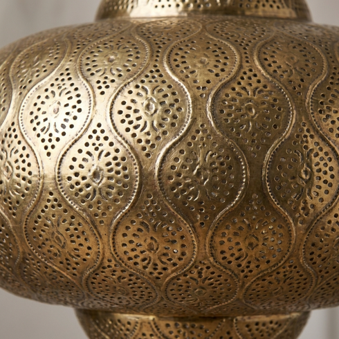 Authentic Handmade Moroccan Lamp – Oxidized Brass Pendant Light with Intricate Filigree Design for Living Room Decor