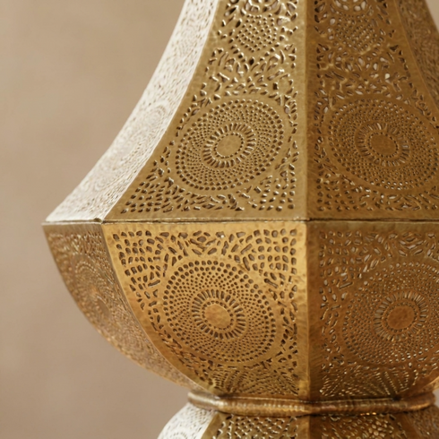 Handmade Moroccan Pendant Light – Brass Teardrop Geometric