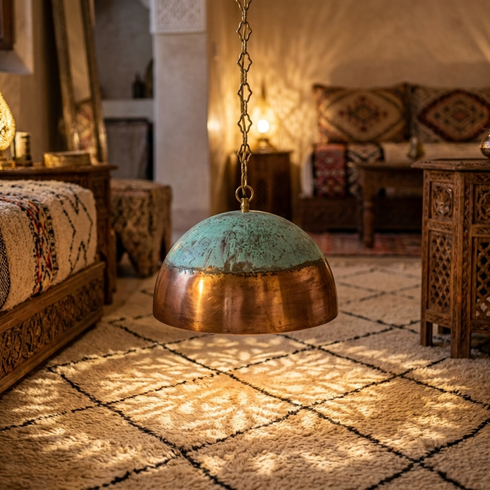 Moroccan Pendant Light – Brass Filigree Openwork Kitchen