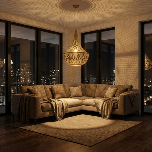 Moroccan Chandelier – Filigree Openwork Brass Lamp