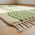Beni Ourain Rug – Green Plush Striped Wool Rug