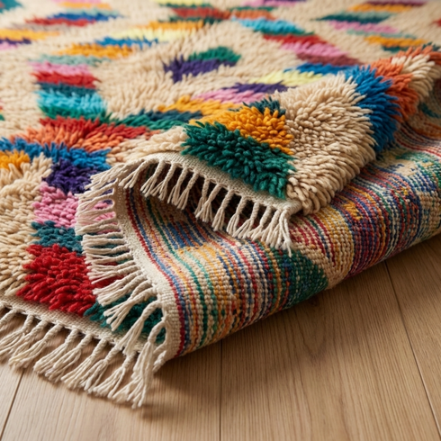 Moroccan Kilim Rug – Multicolor Flatweave Diamond Wool Rug