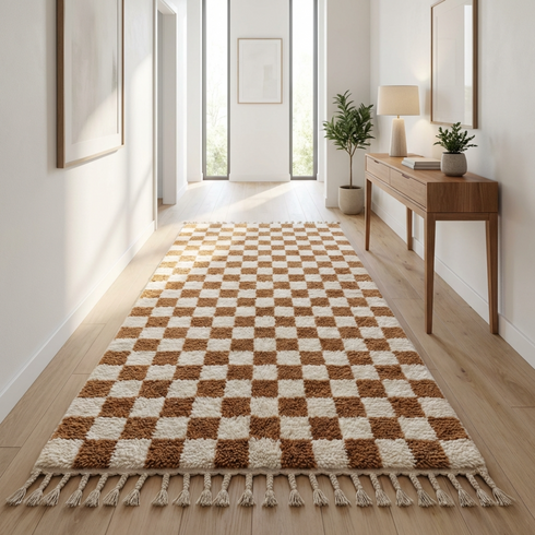Authentic Moroccan Checkered Wool Rug – Beni Ouarain Design