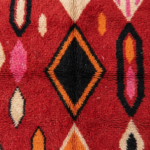 Boujaad Rug – Red Plush Abstract Wool Area Rug