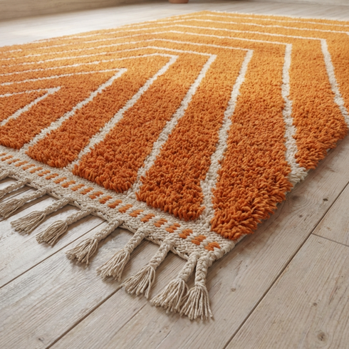 Large Orange Moroccan - Handmade Berber Custom Rug