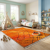 Authentic Moroccan Area Rug – Plush Shaggy Wool Rug in Vibrant Orange for Modern Boho Living Room Decor