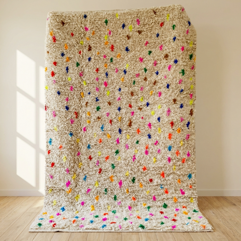 Handmade Azilal Rug - Shaggy Plush Wool - Vibrant Boho Living Room Decor