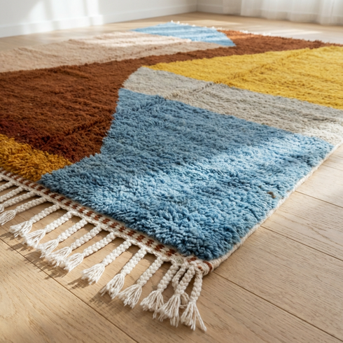 Geometric Moroccan Rug - Vibrant Color Block Design