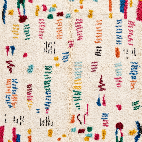 Handmade Azilal Rug - High Pile Natural Wool - Colorful Abstract Boho Decor