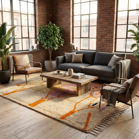 Handmade Boujaad Rug - Colorful High Pile Moroccan Wool Rug