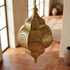 Authentic Handmade Moroccan Lamp – Gold Brass Teardrop Pendant with Intricate Shadow Casting Boho Design