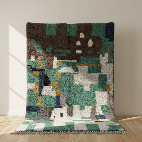 Beni Ourain Rug – Green Plush Tribal Wool Rug