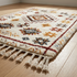 Handmade Azilal Rug - High Pile Natural Wool - Boho Moroccan Living Room Decor - Tribal Geometric Pattern
