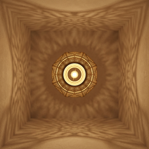 Handmade Moroccan Hanging Lamp - Gold Brass Finish - Intricate Shadow Casting