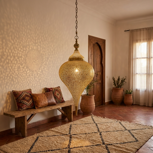 Brass Ceiling Light – Moroccan Dome Openwork