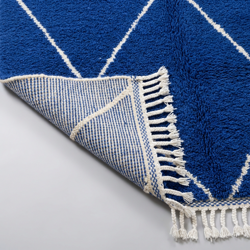Blue Berber Rug - Moroccan Beni Ourain Wool Rug