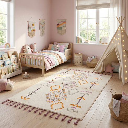 Authentic Handmade Azilal Rug – Plush Moroccan Wool Area Rug with Modern Boho Design