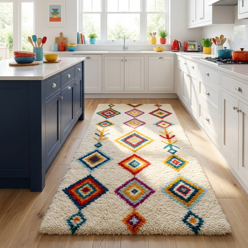 Moroccan Kilim Rug – Multicolor Flatweave Diamond Wool Area Rug