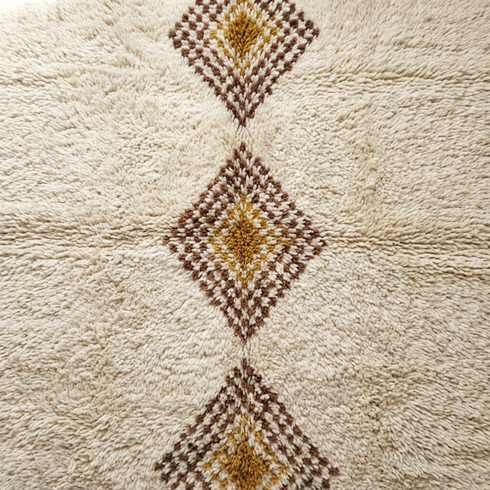 Beni Ourain Rug – Ivory Shaggy Diamond Wool Rug