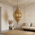 Authentic Moroccan Lighting - Gold Brass Filigree - Boho Entryway Lantern