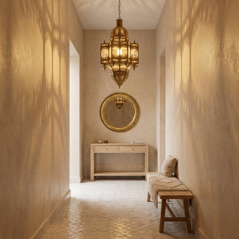 Moroccan Brass Pendant Light - Handmade Hanging Lantern (pl-2019)