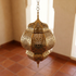 Handmade Moroccan Lamp - Gold Brass Pendant - Bedroom Mood Lighting