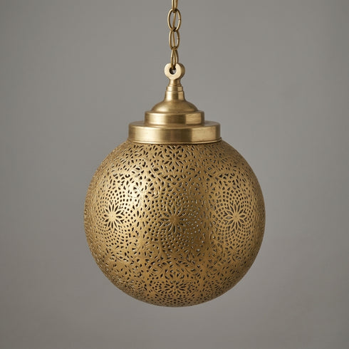Moroccan Pendant Light – Globe Star Brass Lamp