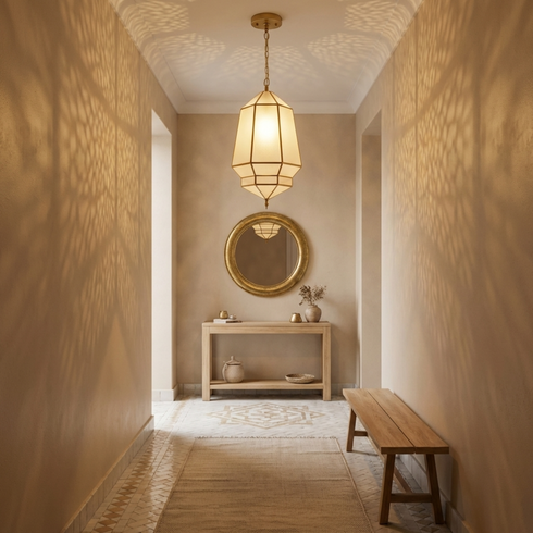 Handmade Moroccan Brass Lamp with Milky Glass - Home Decor (pl-2020)